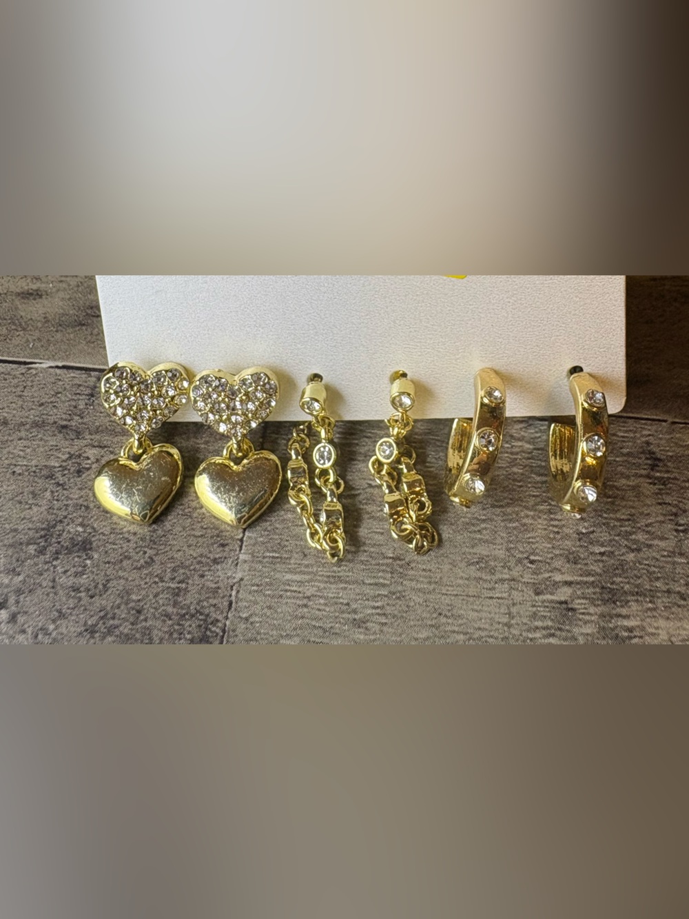 Gold Chain Drop Earrings with Clear Crystals - Women Jewelry
